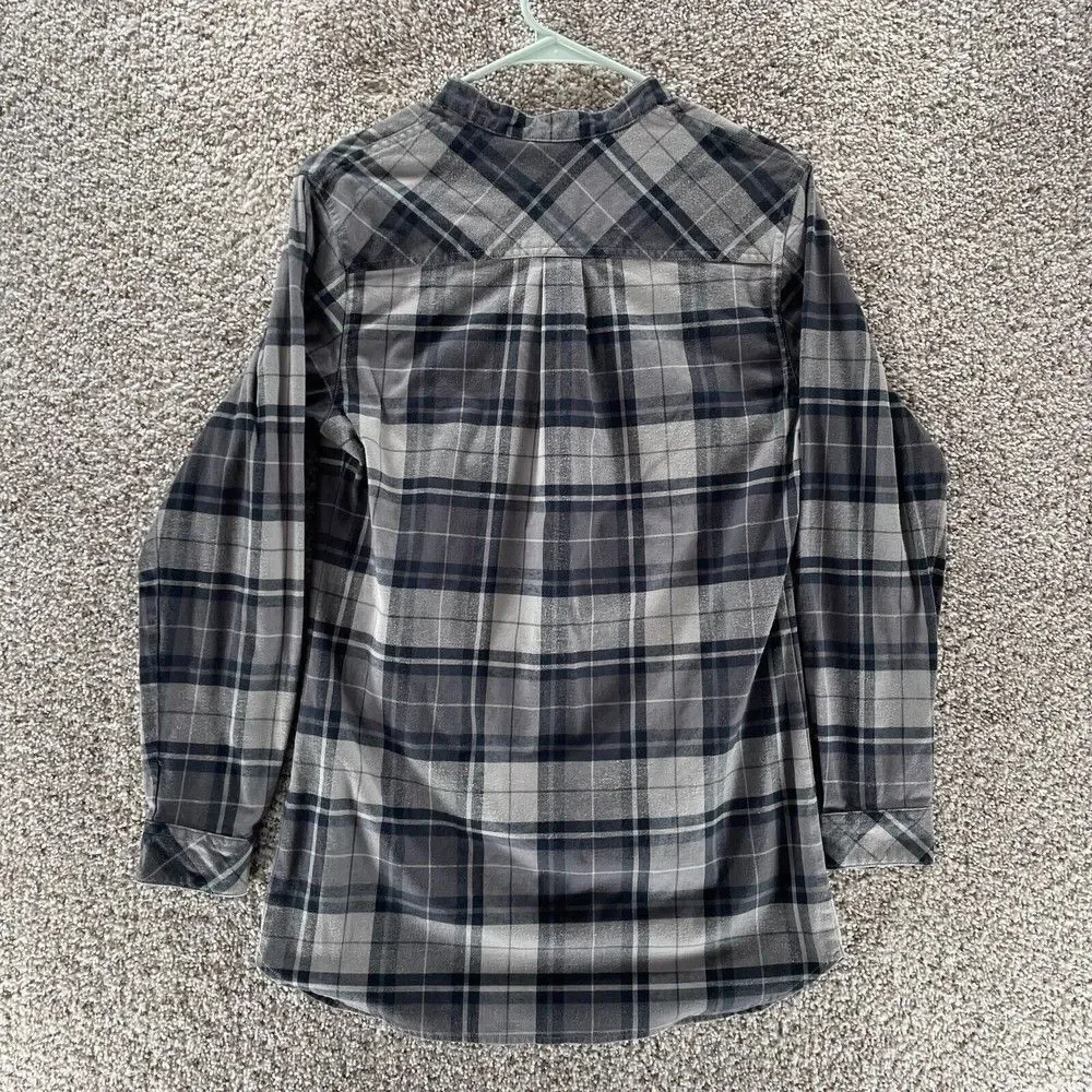 Cabela's Shirt Womens Small‎ Grey Plaid Tunic Pullover Outdoors Casual Cotton